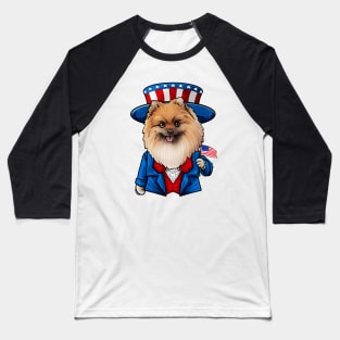 Fourth of July Pomeranian Baseball T-Shirt